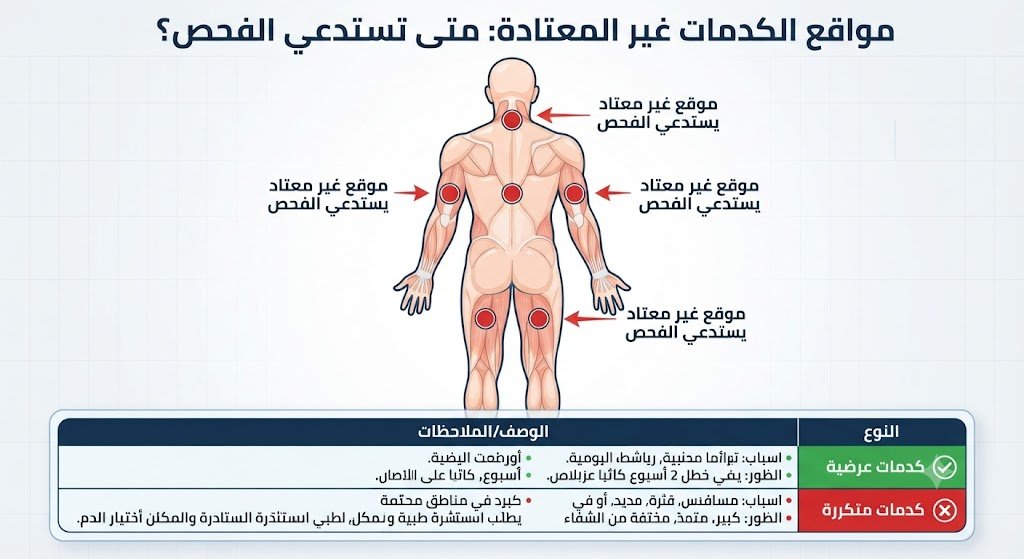 متى يجب فحص الكدمات أو الألم المتكرر