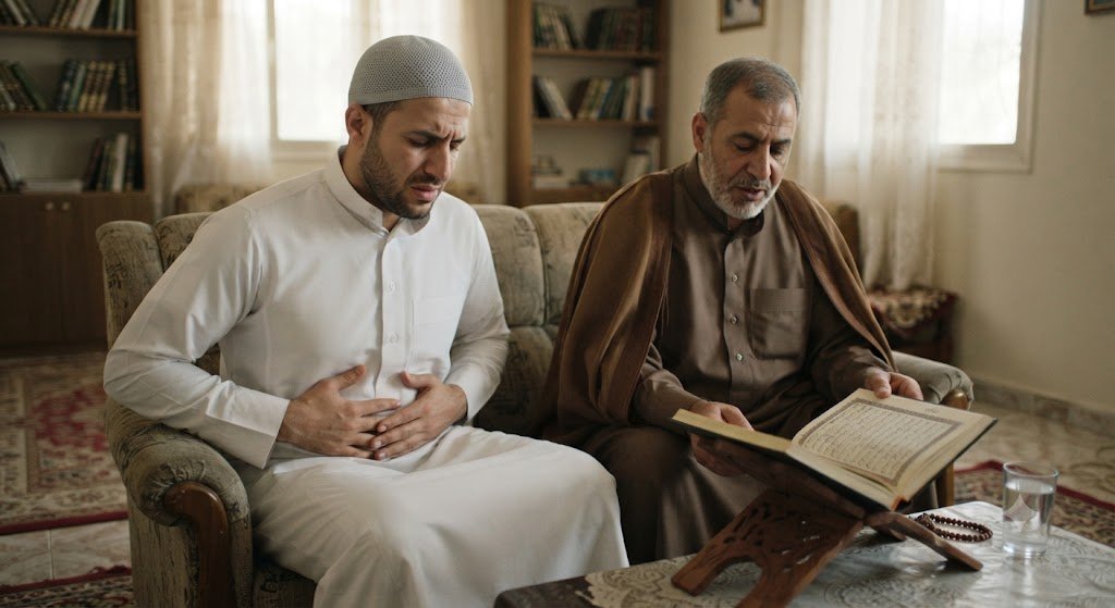 هل حركة البطن أثناء الرقية دليل على سحر مأكول أو مشروب