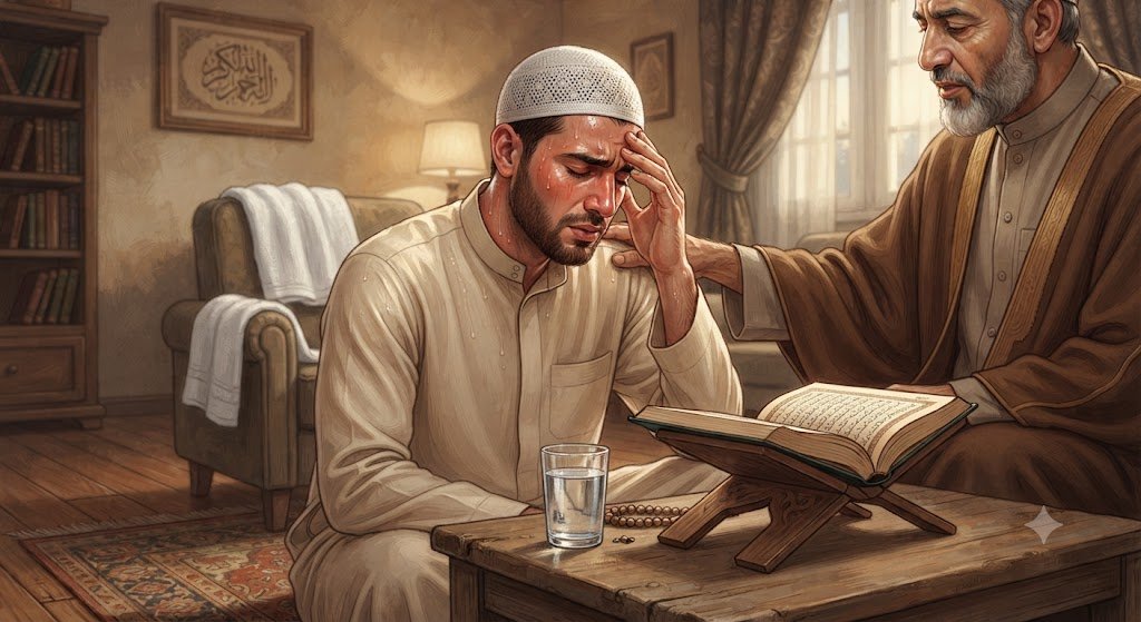 كيف يتعامل الراقي مع التعرق الشديد أثناء الرقية